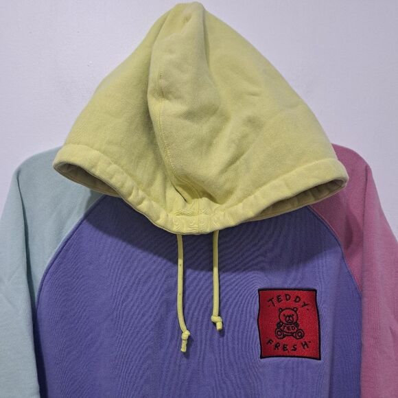 Teddy Fresh Pastel Hoodie Logo Patch Retro Y2K Sweater XS Multi- Color - Picture 11 of 16